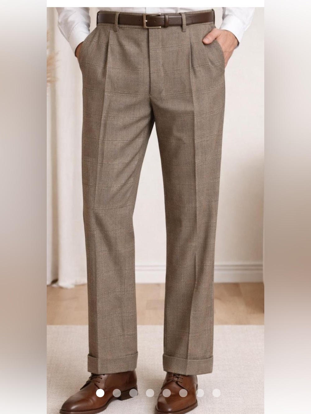 Lauren Ralph Lauren Taupe Plaid Dress Pants